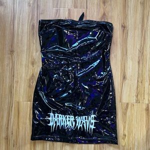 Latex black mini dress